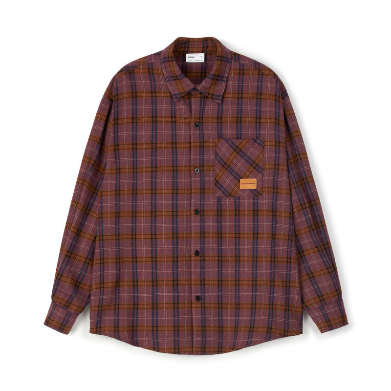 FPA Vintage Plaid Casual Shirt – Retro Textured, Loose Fit, Long Sleeve, Spring/Fall, Unisex