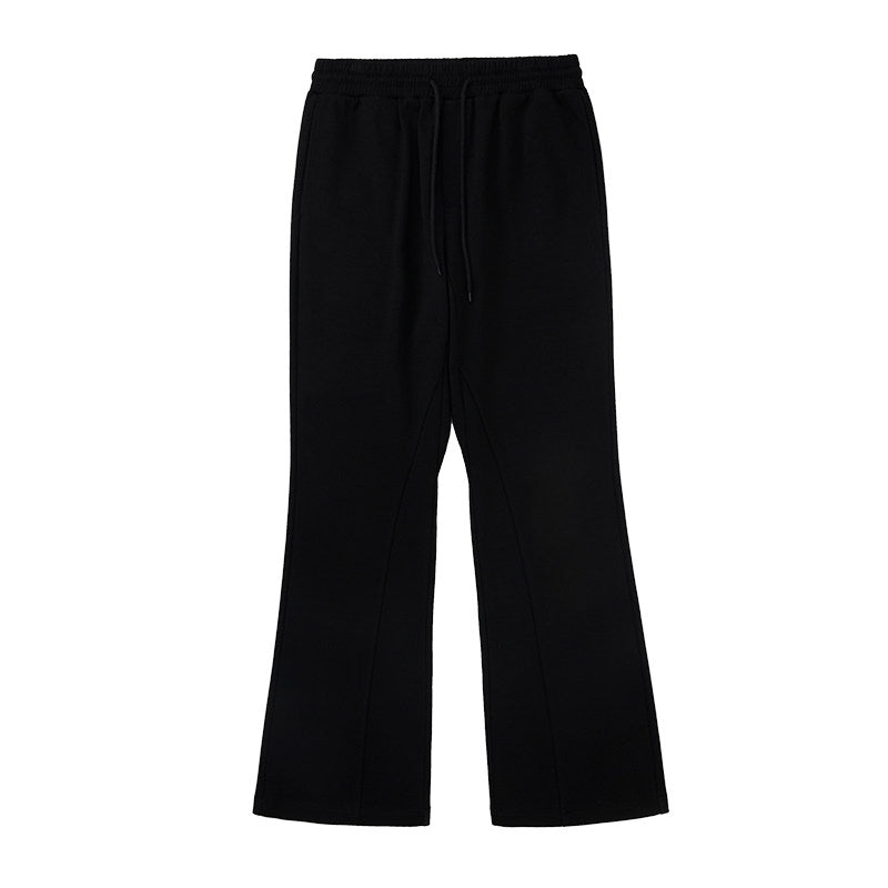 FPA Basic Flared Knit Sweatpants American Style Loose Summer Streetwear Trendy Black Casual Long Pants for Men