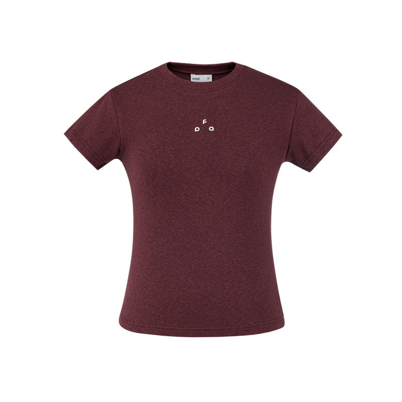 FPA Women's Athletic Short-Sleeve T-Shirt, Chinese Streetwear, Fitted, Cropped, Round Neck, Minimalist Logo, Summer