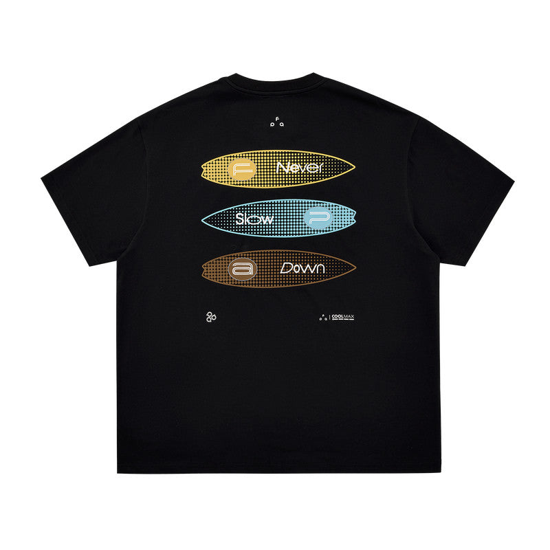 FPA COOLMAX Surfboard Polka Dot Pattern Sports Short Sleeve T-Shirt, Cool & Quick-Dry Breathable Summer Unisex Tee