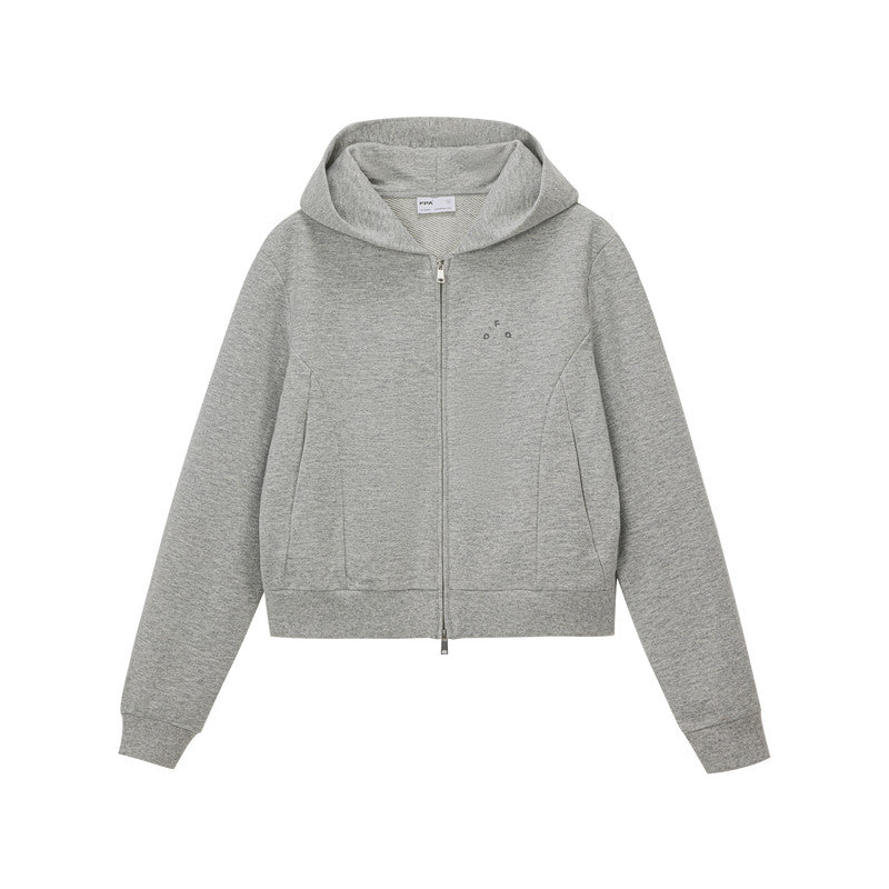 FPA Double Zipper Hooded Cropped Fleece Sweatshirt
