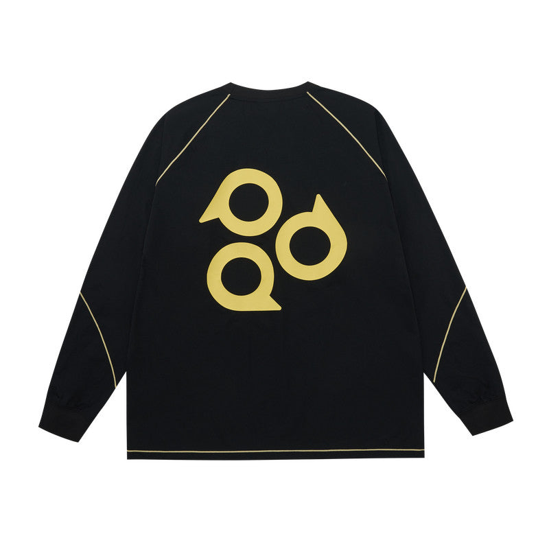 FPA Hasu Line Circle Contrast Long-Sleeve T-Shirt - Chinese Streetwear Trend, Loose Fit, Round Neck, Heavyweight Autumn Top