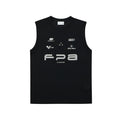 FPA Racing Sports Logo Tank Top - Summer Quick-Dry Round Neck Outdoor Fitness White Black Sleeveless T-Shirt