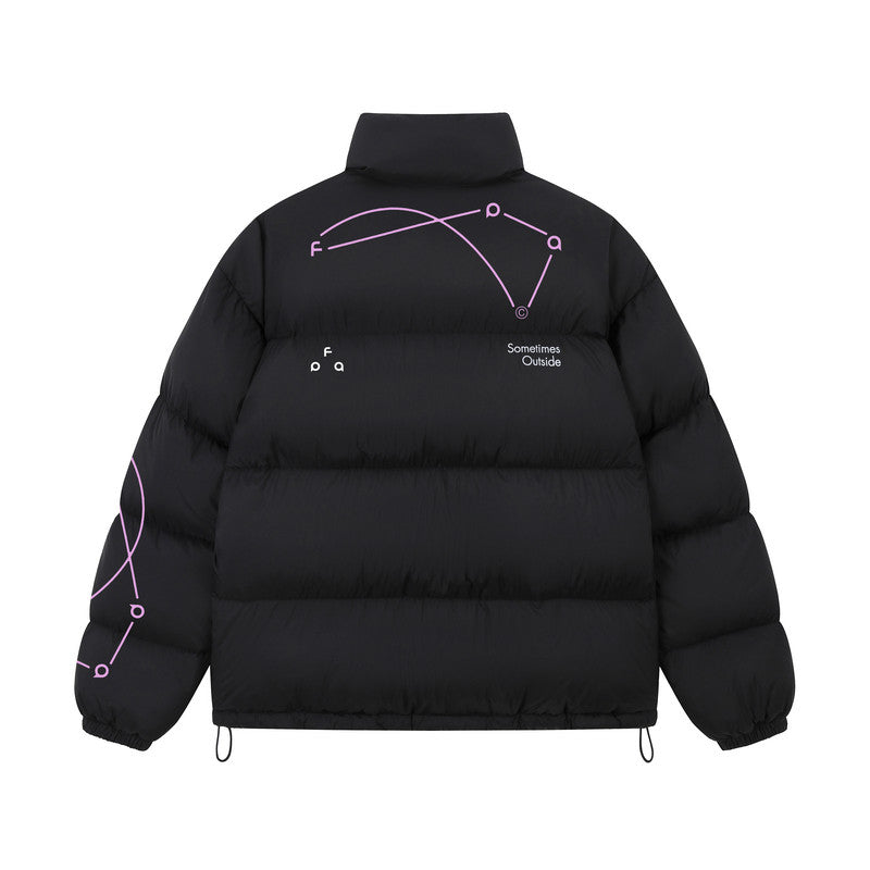 FPA Line Pattern Logo Stand Collar Down Jacket