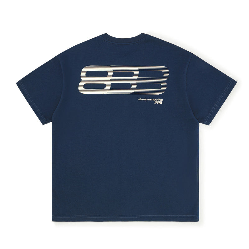 FPA Haze Blue Gradient Track Short Sleeve T-Shirt, Chinese Streetwear Trend, American Style, Couple Summer Loose Round Neck Tee for Men