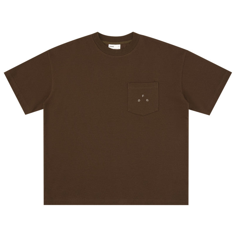FPA Cool-Touch Quick-Dry Pocket Embroidered Logo Short Sleeve T-Shirt - Chinese Streetwear Loose Round Neck Half Sleeve Tee for Men