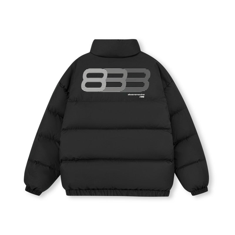 FPA Matte Phantom 8 Logo Basic Cotton Padded Jacket - Winter Thick Warm Stand Collar Cold-Proof Chinese Streetwear Black Cotton Coat