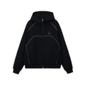 FPA Color-Block Grid Fleece Hooded Sweatshirt – Loose-Fit Cardigan Style Casual Pullover for Men and Women