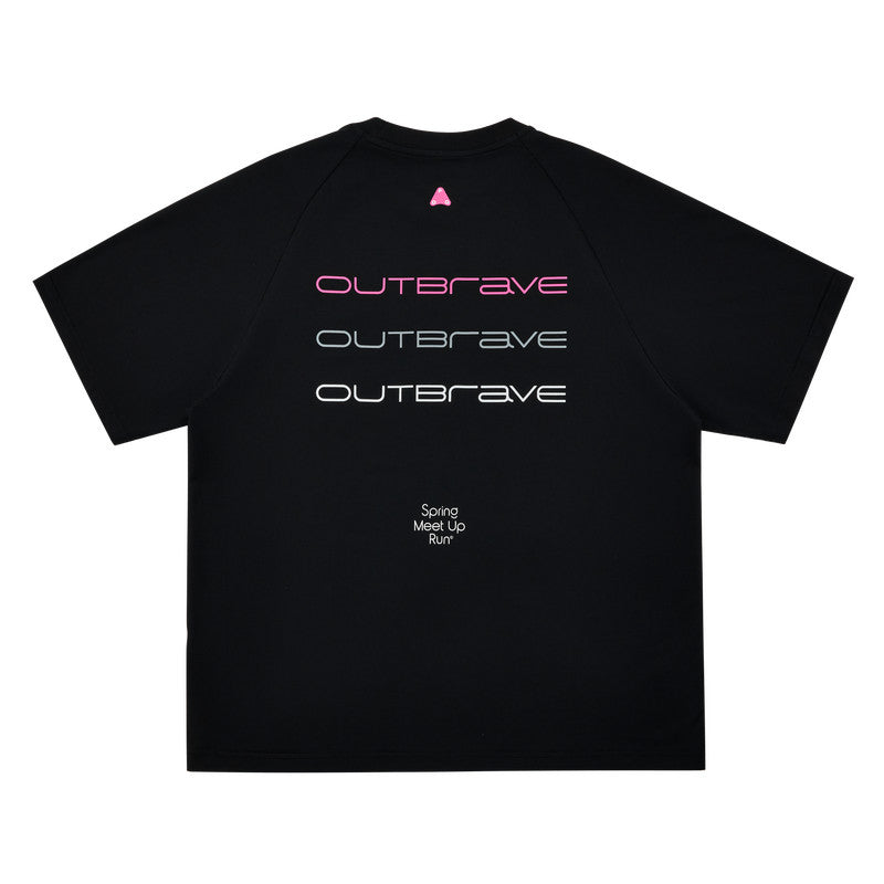 FPA Slogan Gradient Pattern COOLMAX Sports T-Shirt Quick-Dry Cool Touch Breathable Crew Neck Couple Style Summer Short Sleeve