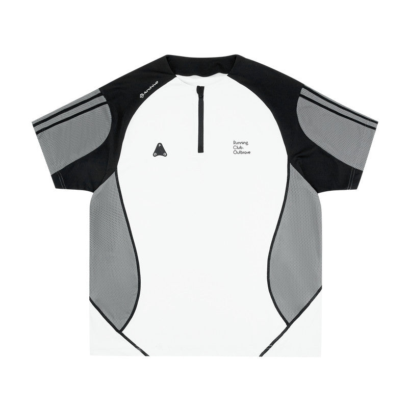 FPA Half-Zip Quick-Dry Short Sleeve T-Shirt for Summer Outdoor Cool-Touch Loose-Fit Unisex Chinese Streetwear Color-Block Tee