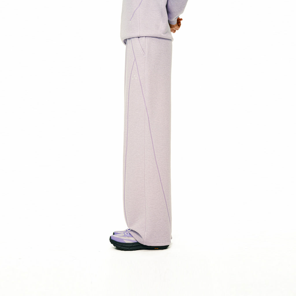 FPA Skin-Friendly Wool Heather Contrast Sweatpants Set – Spring/Fall Basic Loose Straight-Leg Lounge Pants