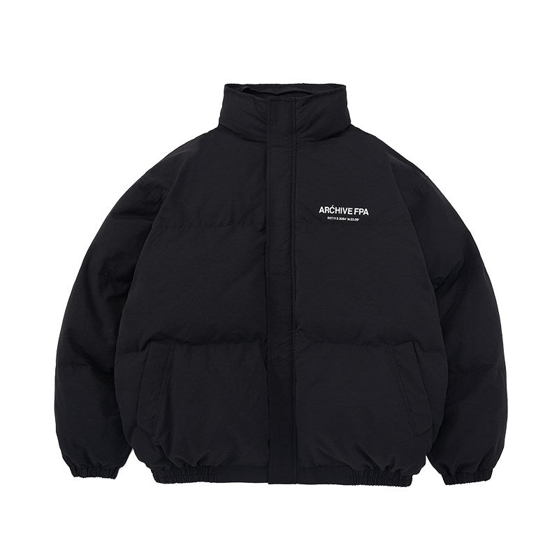 FPA Winter Thickened Stand Collar Cotton Jacket, Chinese Streetwear Premium Couple Style Puffer Cotton Coat for Men