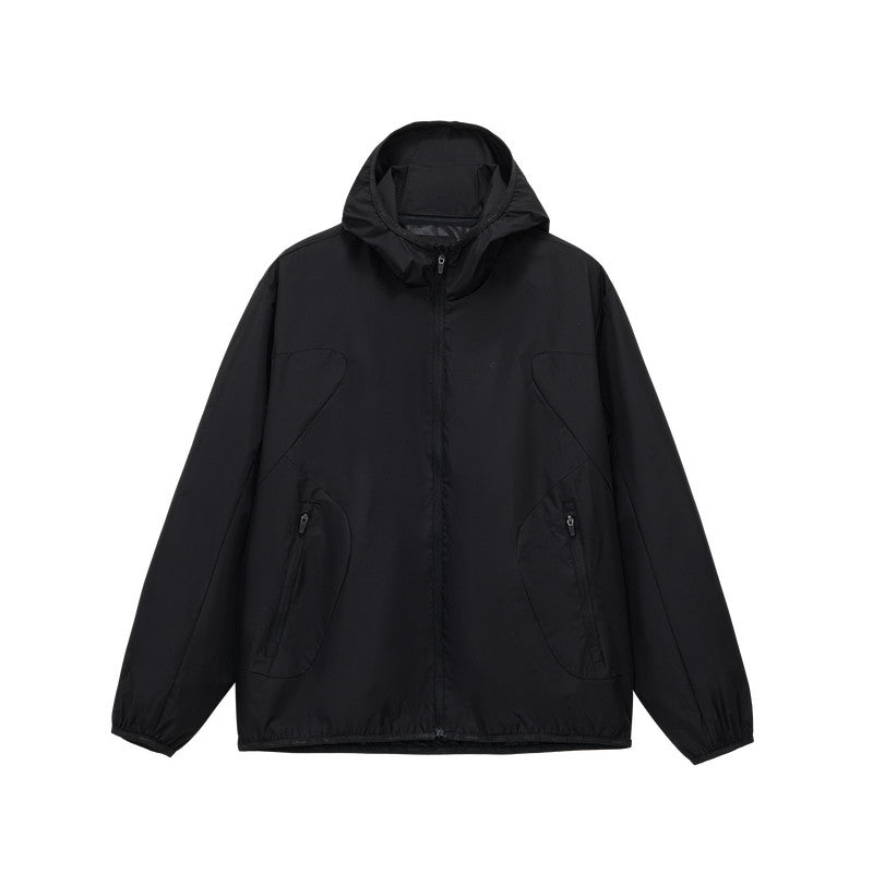 FPA Split Panel Sports Jacket – Chinese Streetwear Outdoor Unisex Short Fit Casual Thin Hooded Coat for Spring/Autumn