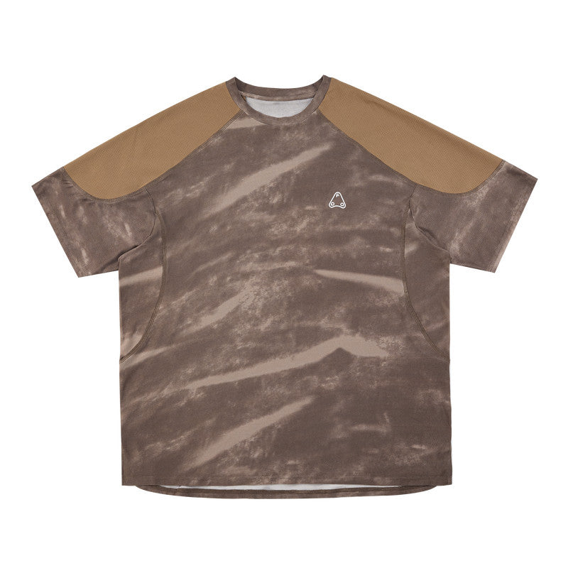 FPA Breathable Tie-Dye Paneled Quick-Dry Short Sleeve T-Shirt for Outdoor Sports, Lightweight Running & Fitness, Premium Minimalist Style for Men
