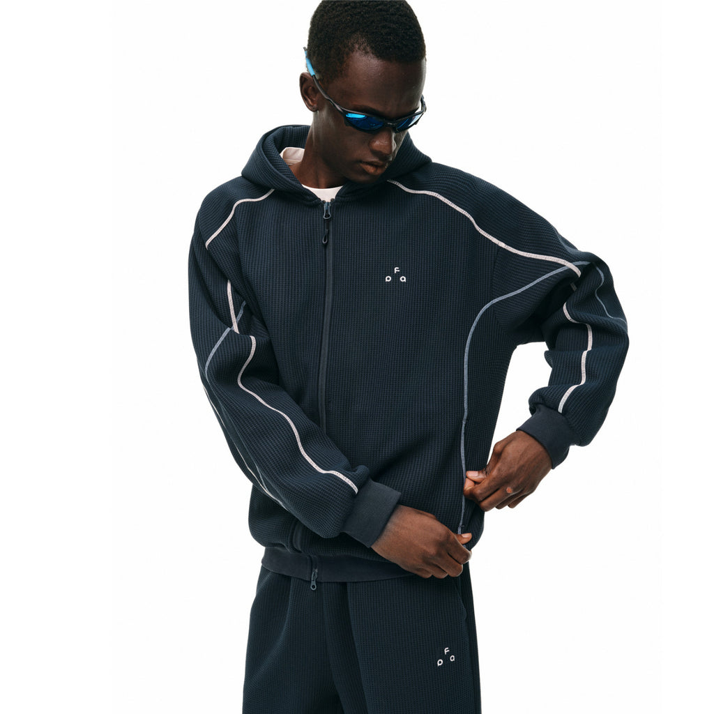 FPA Waffle Fleece Color-Block Hooded Sweatshirt Set - Casual Zip-Up Hoodie for Men