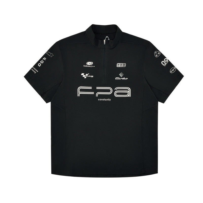 FPA Racing Cycling Half-Zip Short Sleeve T-Shirt – Breathable Quick-Dry Outdoor Summer Print Fitted Couple Tee for Men