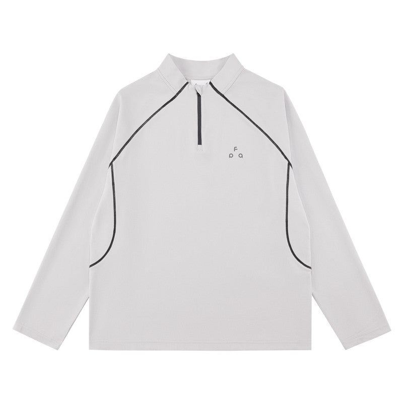 FPA5A Antimicrobial Quick-Dry Half-Zip Long-Sleeve Sports T-Shirt for Men and Women, Spring Outdoor Casual Pullover