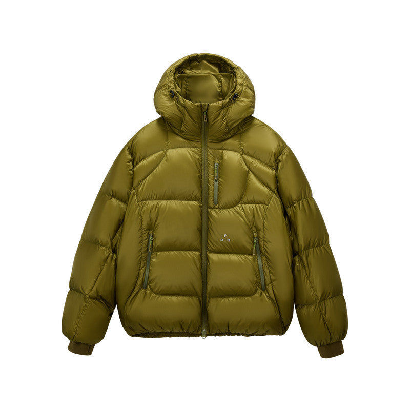 FPA 800FP 95% White Duck Down Cicada Wing Quilted Semi-Translucent Shiny Structured Hooded Down Jacket Winter Coat