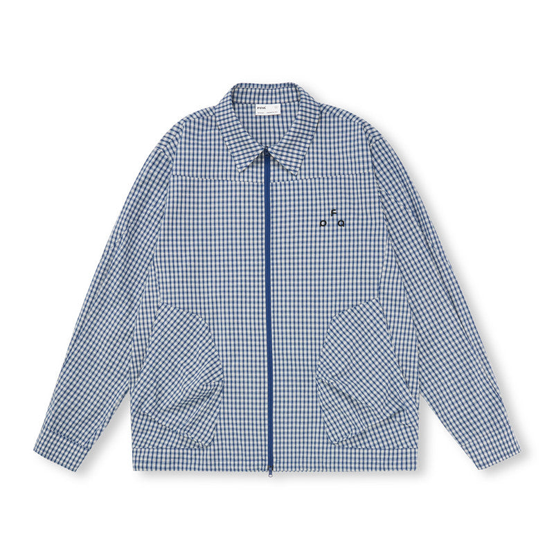 FPA City Plaid Casual Shirt Jacket - Chinese Streetwear Loose Fit Spring/Fall Couple Shirt with Polo Collar