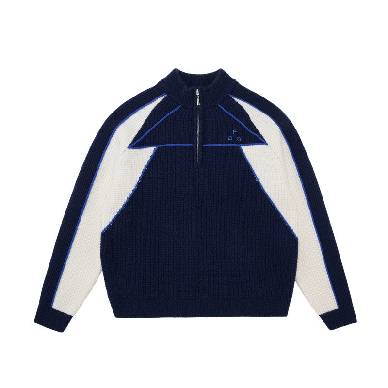 FPA Half-Zip Sports Outdoor Color-Block Knit Sweater – Retro Unisex Pullover for Spring/Autumn