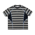 FPA Mesh Panel Stripe Short Sleeve Summer Round Neck Contrast Color Couple Casual Outdoor Sports Breathable T-Shirt
