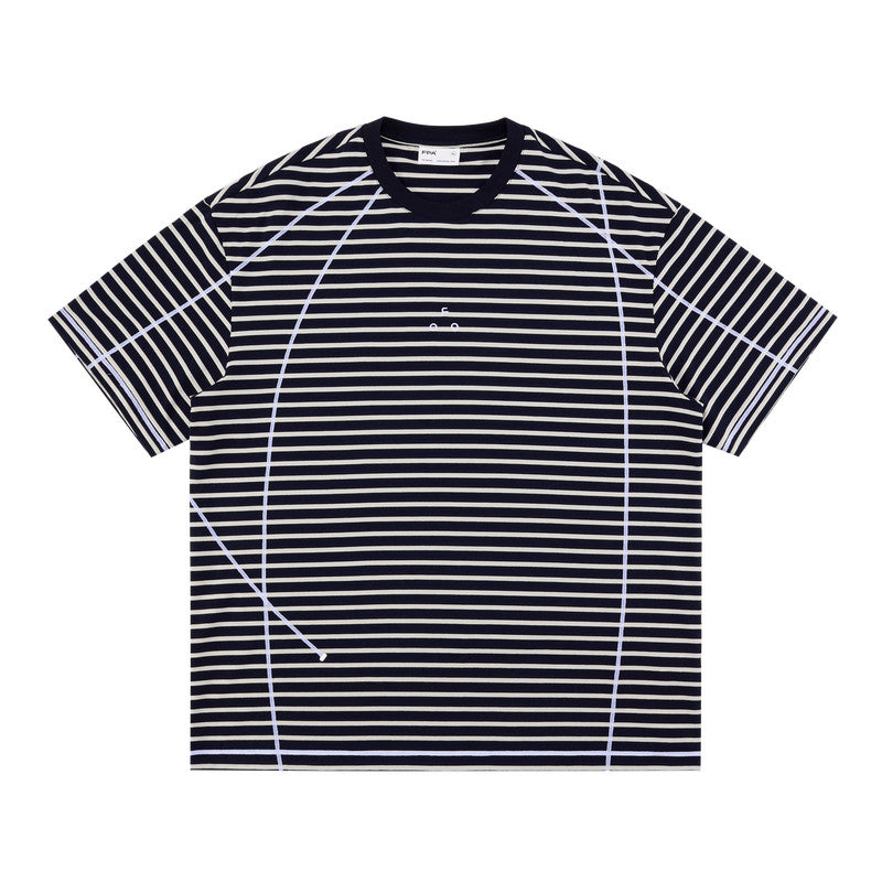 FPA Color-Block Striped Short-Sleeve T-Shirt with Contrasting Hasselblad Lines - 2026 New Summer Style, Unisex Crew Neck, Mid-Length Sleeve Tee for Men