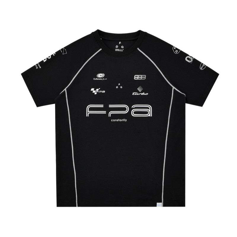 FPA COOLMAX Racing Contrast Stripe Athletic Short Sleeve Tee – Summer Quick-Dry Cool-Touch Fitted Crew Neck T-Shirt for Men