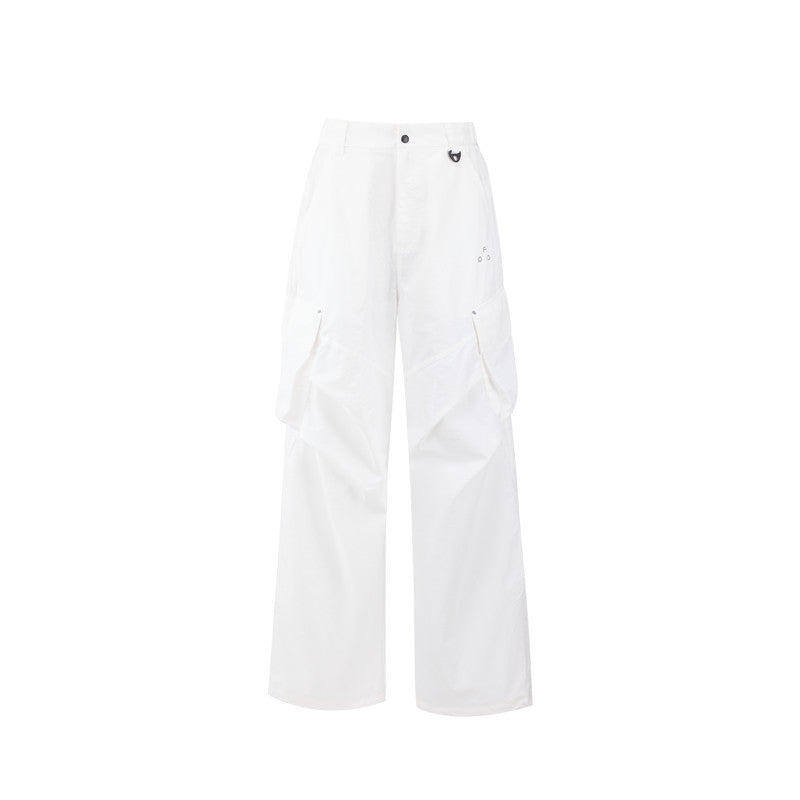 FPA Outdoor Water-Repellent Cargo Pants with Hidden Pockets and 3D Slanted Pockets, Loose Straight-Leg Casual Pants, Chinese Streetwear Style