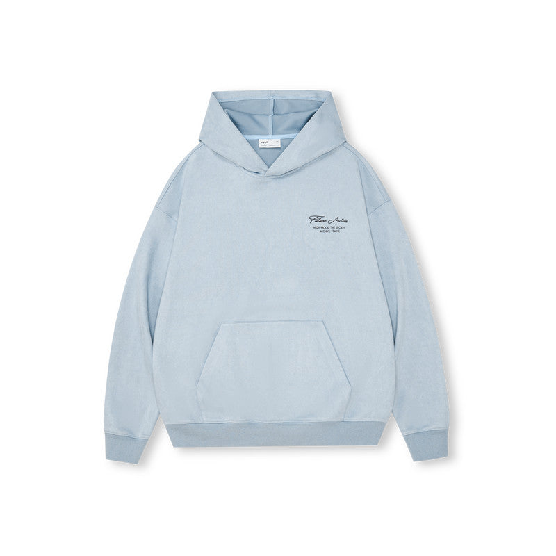 FPA Printed & Embroidered Suede Hoodie – Streetwear Unisex Heavyweight Pullover for Fall, Couple Style