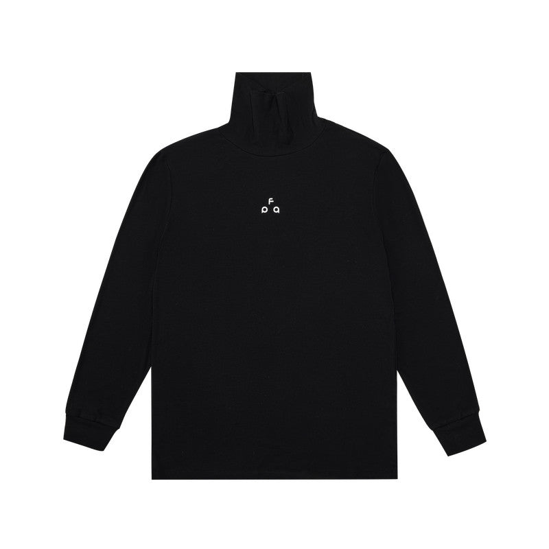 FPA Wool High Neck Long Sleeve Base Layer with Triangle Logo - Spring/Fall Basic Logo Casual Inner Wear Black T-Shirt