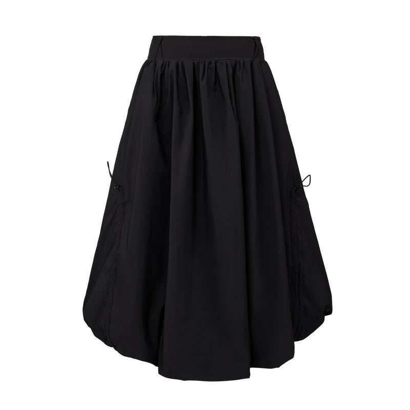FPA Waterproof Breathable Casual Puffy Bubble Skirt 2026 New Loose Wide Waistband Black Skirt for Women