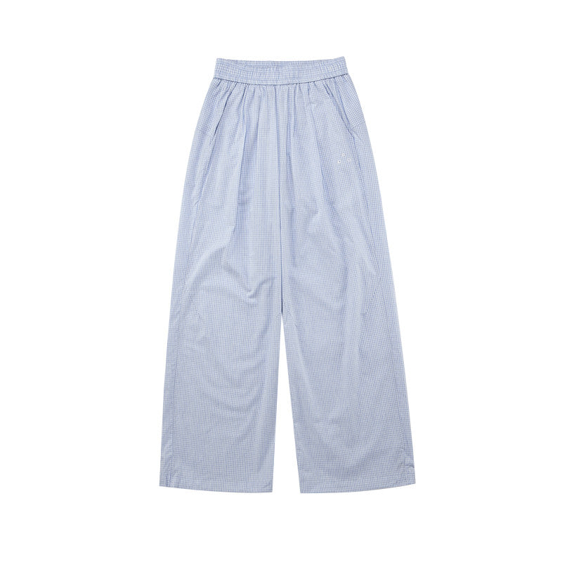 FPA High-Count Dense Casual Lightweight Plaid Trousers for Women Summer Wide-Leg Outdoor Sports Versatile Check Pants