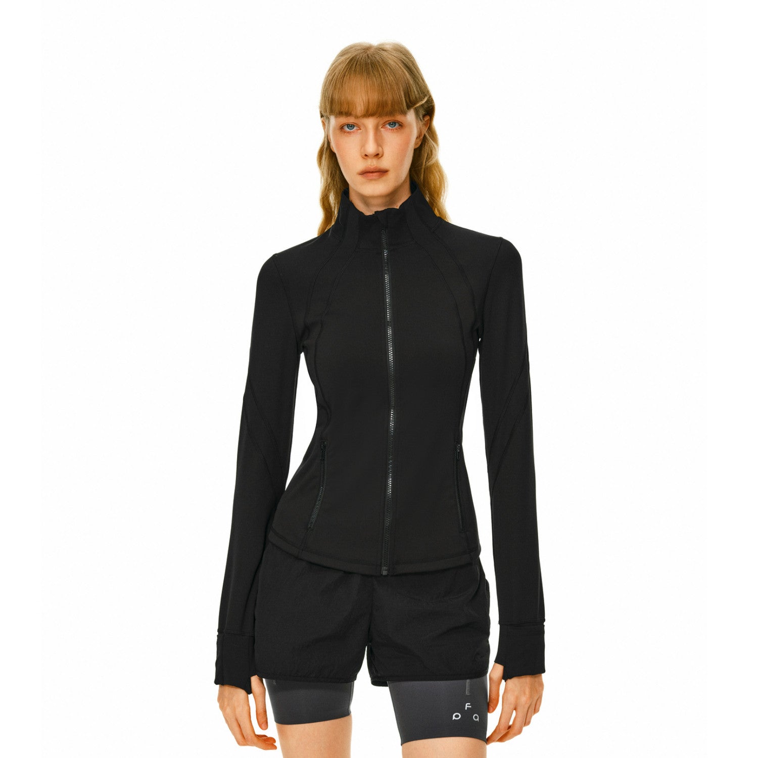 FPA High-Stretch Skin-Friendly Stand Collar Running Jacket for Women, Spring/Fall Casual Outdoor Sports Slim Fit Long Sleeve Coat