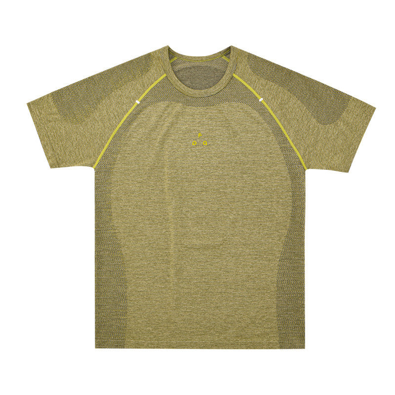 FPA Seamless Knit Color-Block Striped Short Sleeve T-Shirt, 2026 Summer New Round Neck Regular Fit Athletic Fitness Tee for Men