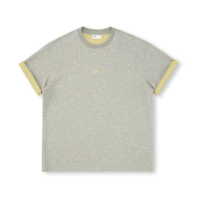 FPA Two-Tone Reversible Sleeve Sports Short Sleeve T-Shirt, Retro Chinese Style, Round Neck, Relaxed Fit, Summer Unisex Tee