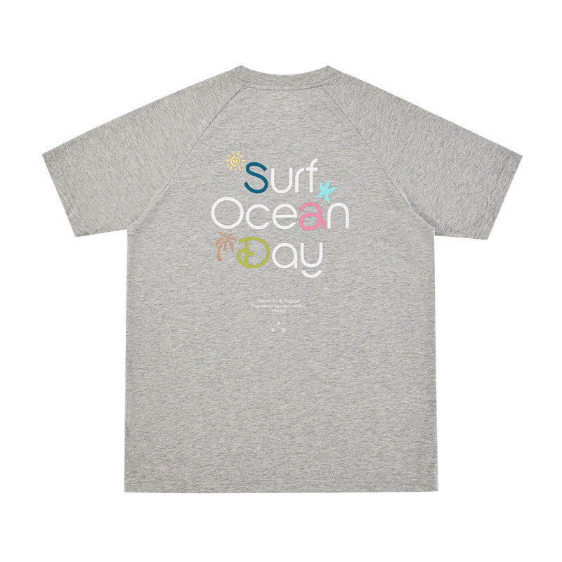 FPA Summer Beach Vacation Quick-Dry Short Sleeve T-Shirt, Summer Crew Neck Outdoor Dopamine Couple Casual Tee