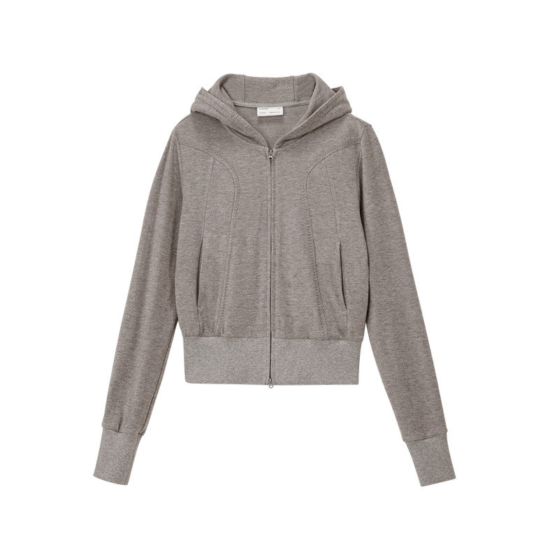 FPA Soft Hooded Cardigan Sweatshirt with Cinched Waist – Chinese Street Style Spring Casual Slim-Fit Jacket for Women