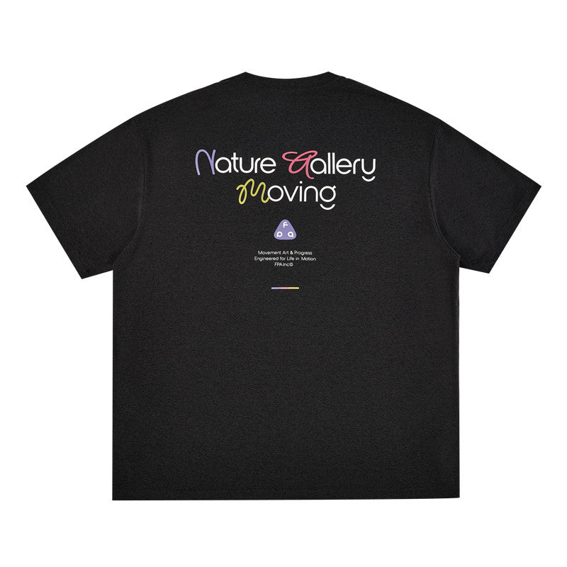 FPA Color-Block Slogan Dopamine Sports T-Shirt Summer Crew Neck Surf Print Couple Style Casual Short Sleeve