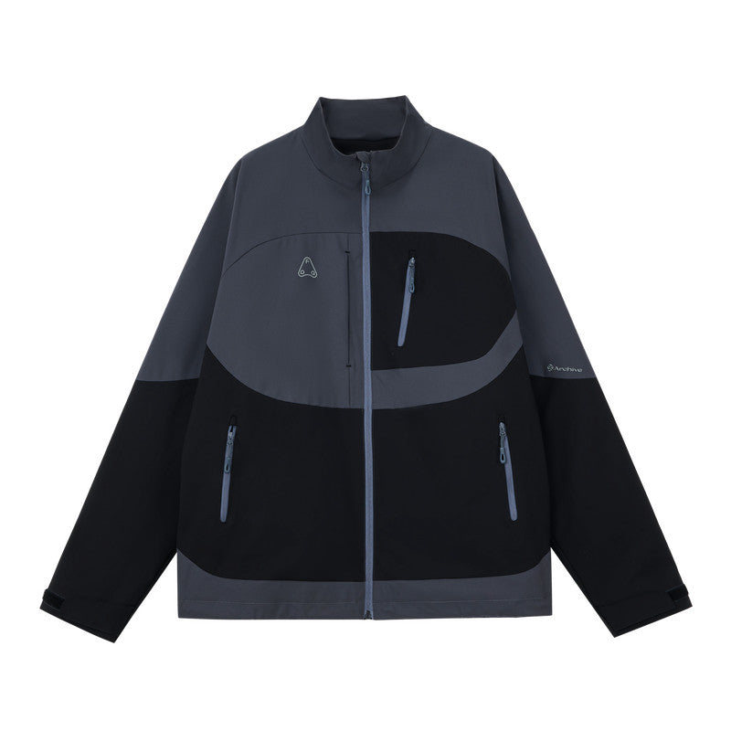 FPA Three-Proof Paneled Shell Jacket Spring Design High-End Contrast Color Stand Collar Outdoor Couple Sports Jacket for Men