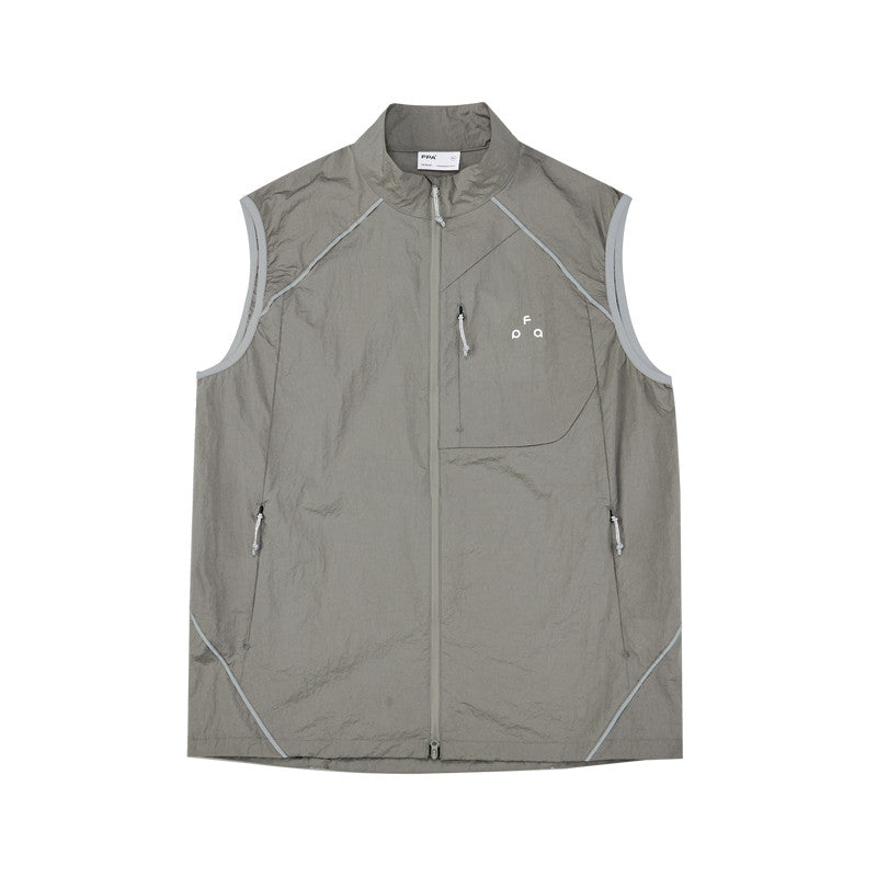 FPA Water-Repellent Sports Vest – Lightweight Summer Zip-Up Contrast Color Unisex Sleeveless Tank Top