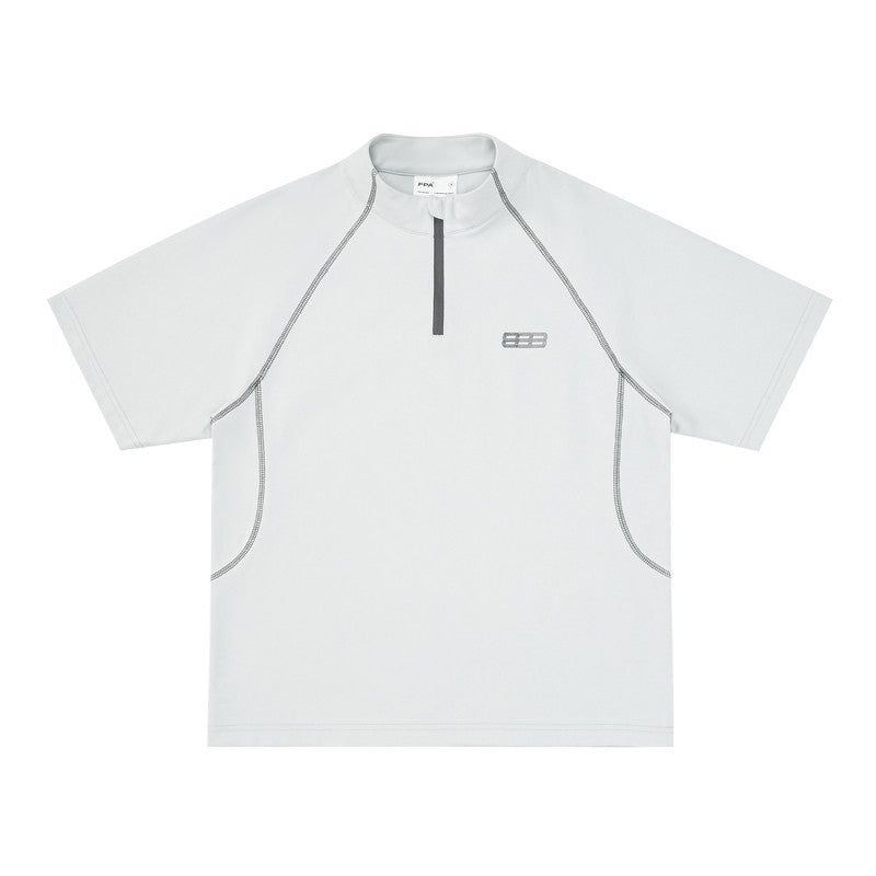 FPA Sorona Quick-Dry Contrast Half-Zip High-Neck Cooling Short-Sleeve T-Shirt for Couples - Summer