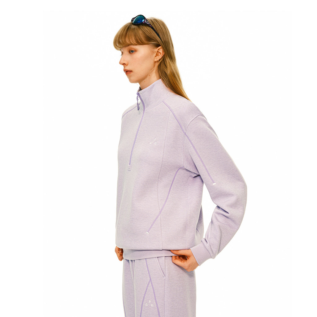 FPA Skin-Friendly Wool Heather Contrast Color Half-Zip Casual Sweatshirt Set for Couples, Autumn Pullover Top