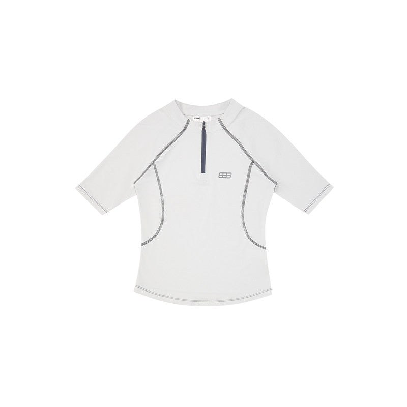 FPA Sorona Quick-Dry Half-Zip Short Sleeve T-Shirt - Summer Chinese Streetwear Design Athletic Fitted Tee