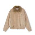 FPA Detachable Fur Collar Chenille Quilted Flight Jacket – Unisex Loose Fit Bomber for Fall/Winter