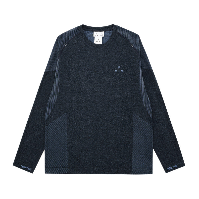 FPA Seamless Knit Texture Long-Sleeve Outdoor Sports Quick-Dry Crew Neck T-Shirt for Men