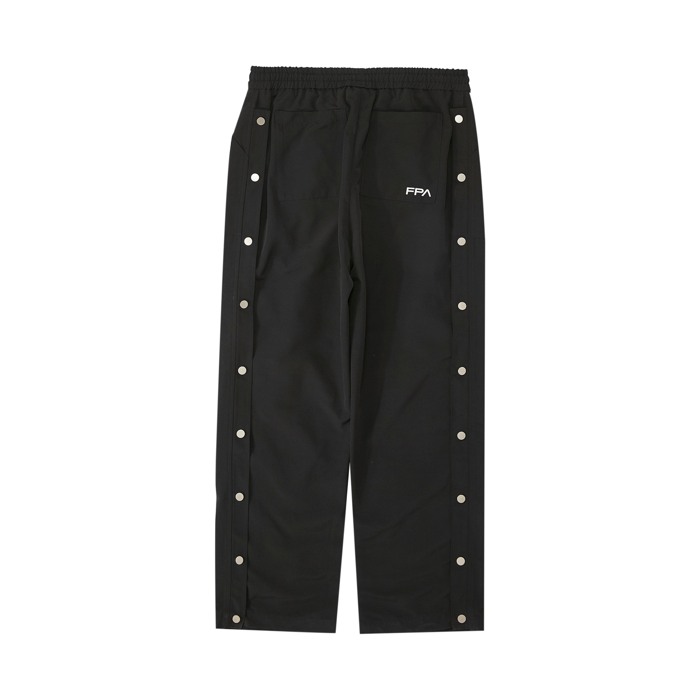 FPA Streetwear Spring/Fall Loose-Fit Straight-Leg Button-Front Casual Pants for Men, Black, American Style