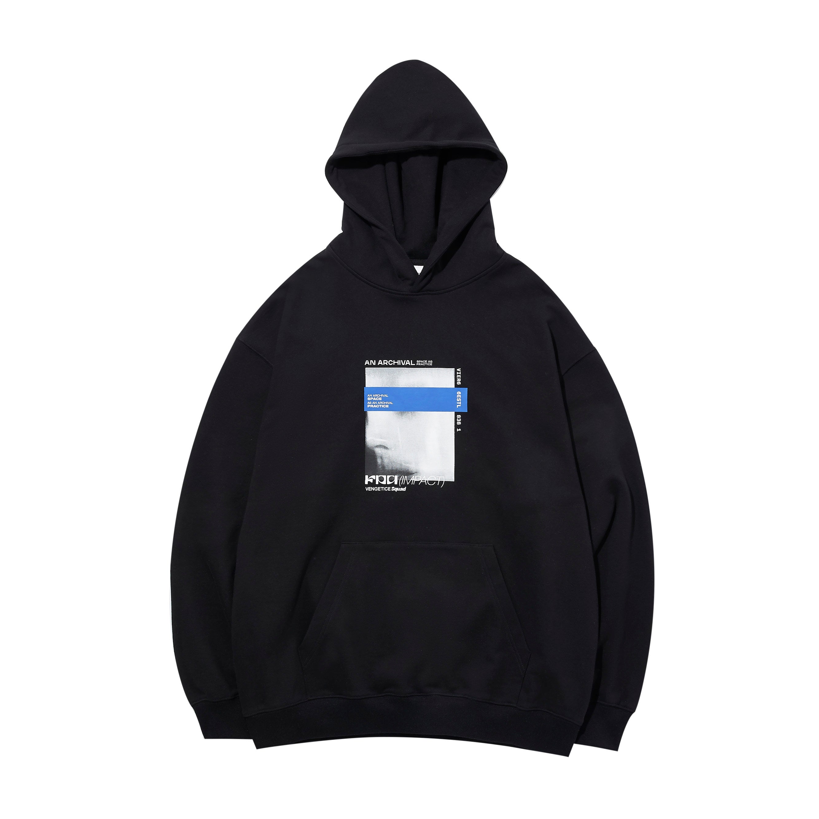 FPA (VENGETICE) Letter Print Eye-Cover Hoodie - Chinese Streetwear Hip-Hop Loose Pullover Sweatshirt for Men