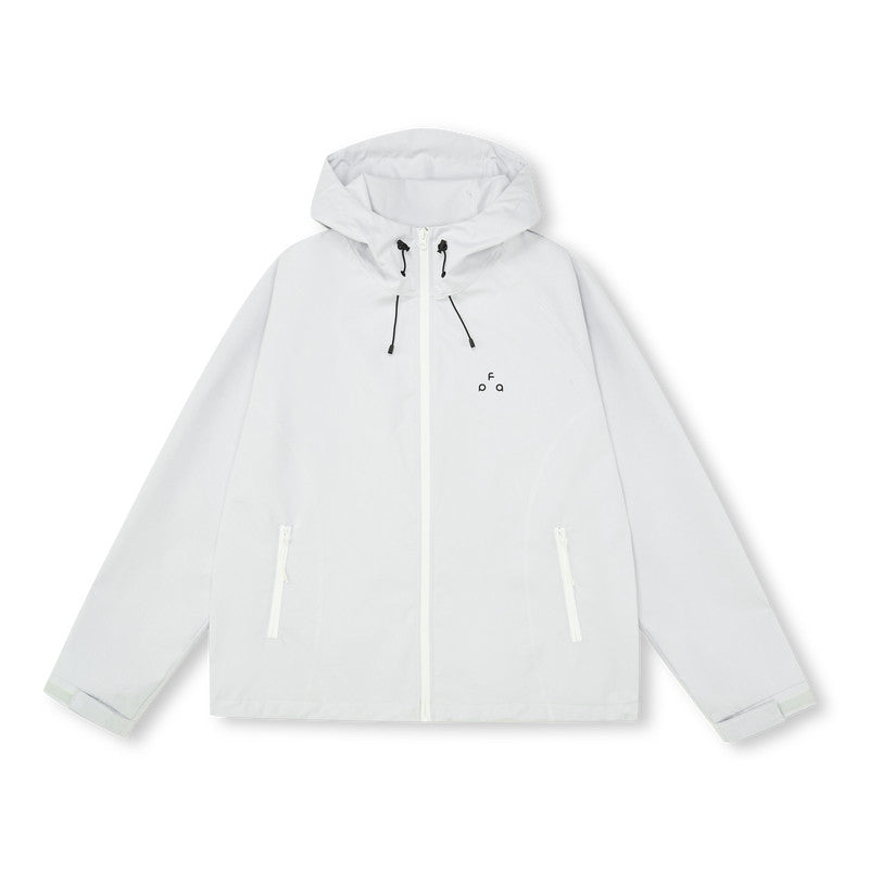 FPA Three-Proof Hasselblad Color-Block Hardshell Jacket - Chinese Streetwear Outdoor Windproof Sports Coat in Coconut White, Couple Thin Jacket for Men