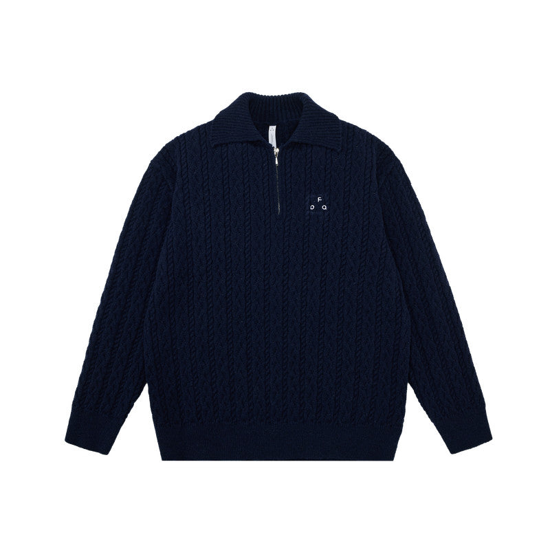 FPA Cable Knit Collar Casual Sweater 2026 New Fall/Winter Half-Zip Premium Knit Pullover for Men