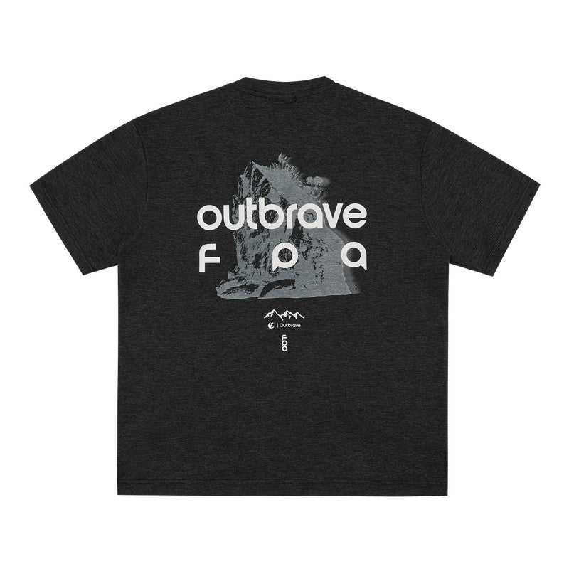 FPA Quick-Dry Breathable Mountain-Style Color-Block Print Short Sleeve Summer Sports Design Crew Neck Unisex Mid-Sleeve T-Shirt for Men